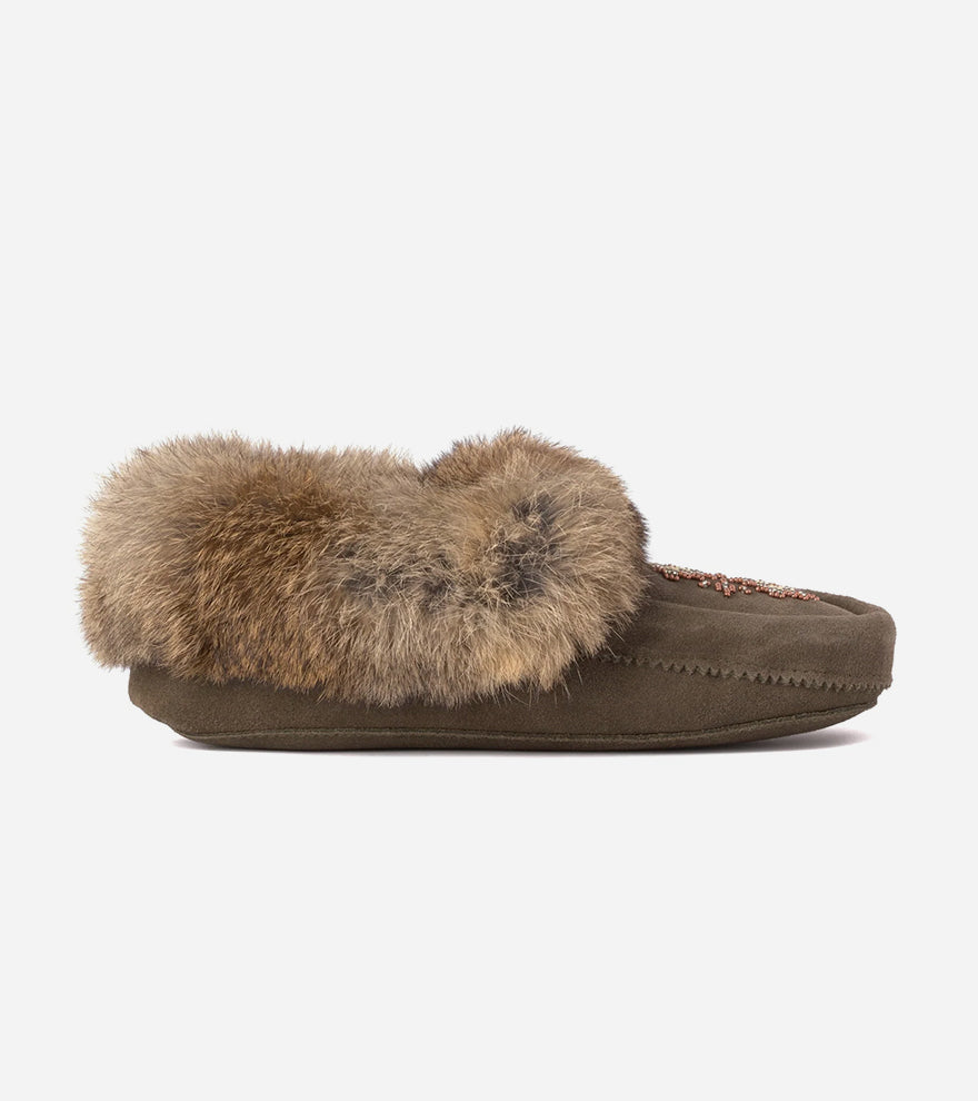 Manitobah Tipi Suede Moccasin Dark Olive (L)