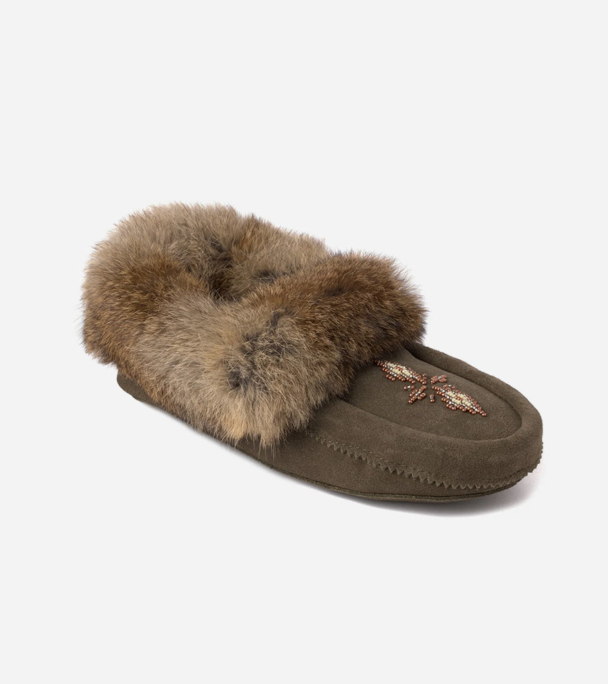 Manitobah Tipi Suede Moccasin Dark Olive (L)