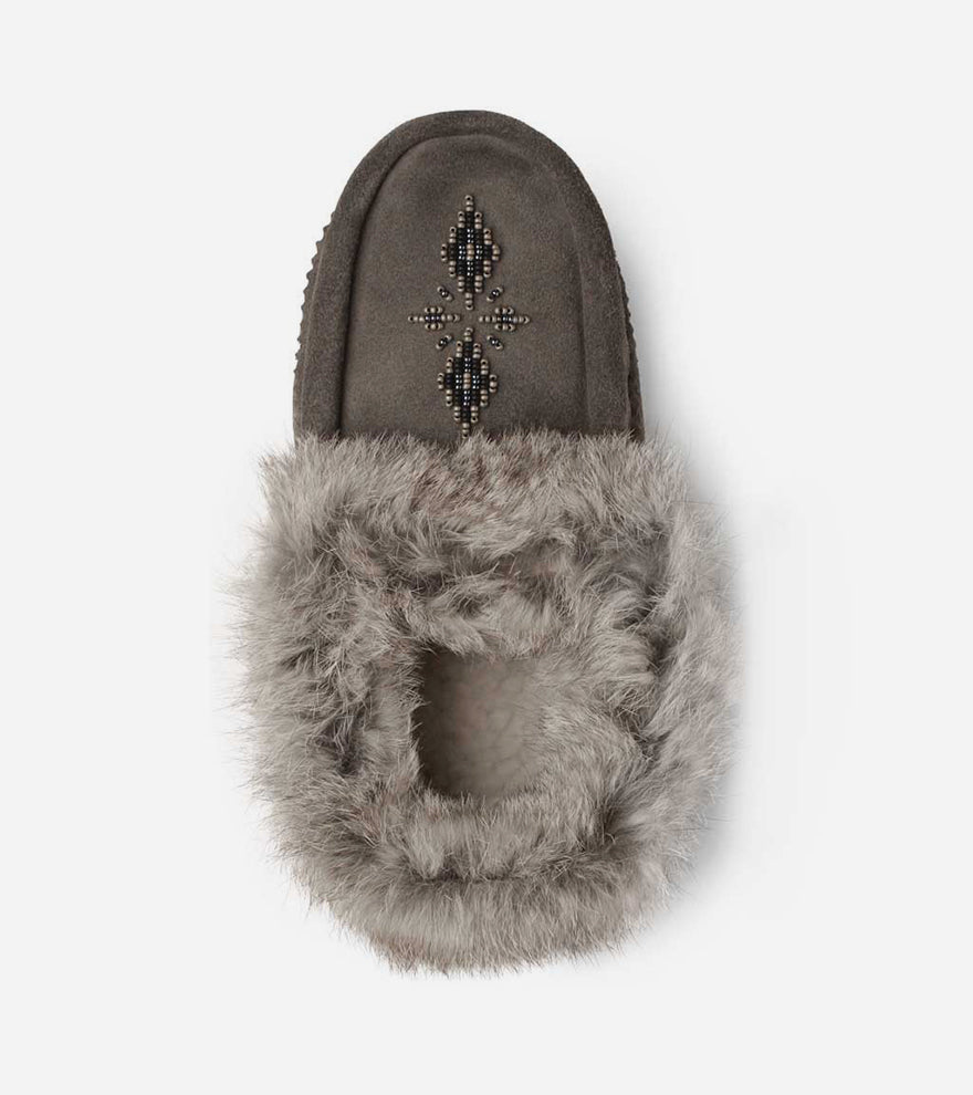 Manitobah Tipi Suede Moccasin Charcoal / Charbon (L)