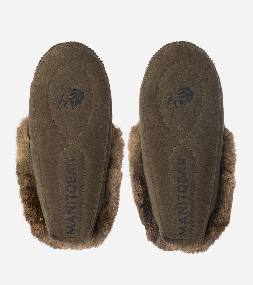 Manitobah Tipi Suede Moccasin Dark Olive (L)
